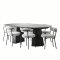 Tokyo spisegrupper spisebord inkl. 2 ileggsplater �120x120-160-200 cm sort og 6 stoler boucl� hvit.