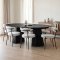 Tokyo spisegrupper spisebord inkl. 2 ileggsplater �120x120-160-200 cm sort og 6 stoler boucl� hvit.