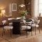 Kyoto Essgruppe Esstisch 100x210 cm Dunkelbraun und 6 St�hle Boucl� Wei�.
