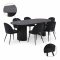 Kyoto Essgruppe Esstisch dunkelbraun, 6 St�hle aus schwarzem Velours.