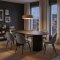 Kyoto Essgruppe Esstisch dunkelbraun, 6 St�hle aus grauem Velours.