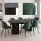 Kyoto Essgruppe Esstisch dunkelbraun, 6 St�hle aus gr�nem Velours.