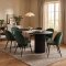Kyoto Essgruppe Esstisch dunkelbraun, 6 St�hle aus gr�nem Velours.