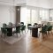 Kyoto Essgruppe Esstisch dunkelbraun, 6 St�hle aus gr�nem Velours.