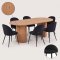 Kyoto Essgruppe Esstisch 100x210cm Natur, 6 St�hle Velours schwarz.