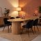 Kyoto Essgruppe Esstisch 100x210cm Natur, 6 St�hle Velours schwarz.
