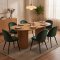 Kyoto Essgruppe Esstisch 100x210cm Natur, 6 St�hle Velours gr�n.