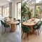 Kyoto Essgruppe Esstisch 100x210cm Natur, 6 St�hle Velours gr�n.