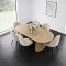 Kyoto eethoek eettafel 100x210cm natuur, 6 stoelen velours beige.