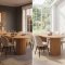 Kyoto Essgruppe Esstisch 100x210cm Natur, 6 St�hle Velours beige.