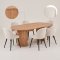 Kyoto Essgruppe Esstisch 100x210cm Natur, 6 St�hle Samt beige.