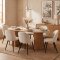 Kyoto Essgruppe Esstisch 100x210cm Natur, 6 St�hle Samt beige.
