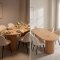 Kyoto Essgruppe Esstisch 100x210cm Natur, 6 St�hle Samt beige.