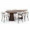 Tokyo Essgruppe Esstisch inkl. 2 Einlegeplatten �120x120-160-200 cm smoked und 6 St�hle Boucl� Wei�.