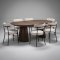 Tokyo Essgruppe Esstisch inkl. 2 Einlegeplatten �120x120-160-200 cm smoked und 6 St�hle Boucl� Wei�.