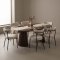 Tokyo Essgruppe Esstisch inkl. 2 Einlegeplatten �120x120-160-200 cm smoked und 6 St�hle Boucl� Wei�.