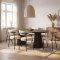 Tokyo Essgruppe Esstisch inkl. 2 Einlegeplatten �120x120-160-200 cm smoked und 6 St�hle Boucl� Wei�.