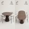 Tokyo Essgruppe Esstisch inkl. 2 Einlegeplatten �120x120-160-200 cm smoked und 6 St�hle Boucl� Wei�.