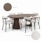Tokyo Essgruppe Esstisch inkl. 2 Einlegeplatten �120x120-160-200 cm smoked und 6 St�hle Boucl� Wei�.