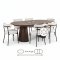 Tokyo Essgruppe Esstisch inkl. 2 Einlegeplatten �120x120-160-200 cm smoked und 6 St�hle Boucl� Wei�.