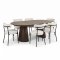 Tokyo Essgruppe Esstisch inkl. 2 Einlegeplatten �120x120-160-200 cm smoked und 6 St�hle Boucl� Wei�.