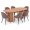 Kyoto ensemble pour salle � manger table � manger 100x210 cm naturel, 6 chaises boucl� marron.