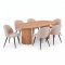 Kyoto ensemble pour salle � manger table � manger 100x210 cm naturel, 6 chaises boucl� beige.