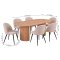 Kyoto ensemble pour salle � manger table � manger 100x210 cm naturel, 6 chaises boucl� beige.