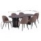 Kyoto ensemble pour salle � manger table � manger brun fonc�, 6 chaises boucl� marron.