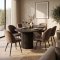 Kyoto ensemble pour salle � manger table � manger brun fonc�, 6 chaises boucl� marron.