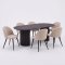 Kyoto ensemble pour salle � manger table � manger brun fonc�, 6 chaises boucl� beige.