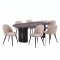 Kyoto ensemble pour salle � manger table � manger brun fonc�, 6 chaises boucl� beige.