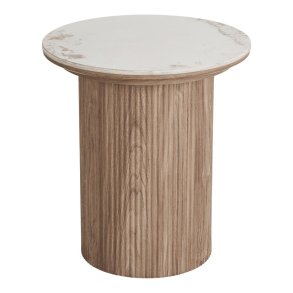 Minamata sidebord �45cm, keramisk bordplate hvit, m�rkebrun.