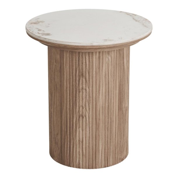 Minamata sidebord �45cm, keramisk bordplate hvit, m�rkebrun.