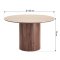 Minamata �120cm, plateau de table en c�ramique travertin, d�cor noyer.