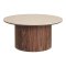 Minamata Couchtisch �80cm, Keramik-Tischplatte Travertin, Walnuss-Dekor.