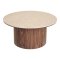 Minamata Couchtisch �80cm, Keramik-Tischplatte Travertin, Walnuss-Dekor.