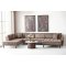Minamata Couchtisch �80cm, Keramik-Tischplatte Travertin, Walnuss-Dekor.