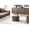 Minamata Couchtisch �80cm, Keramik-Tischplatte Travertin, Walnuss-Dekor.