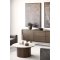 Minamata Couchtisch �80cm, Keramik-Tischplatte Travertin, Walnuss-Dekor.