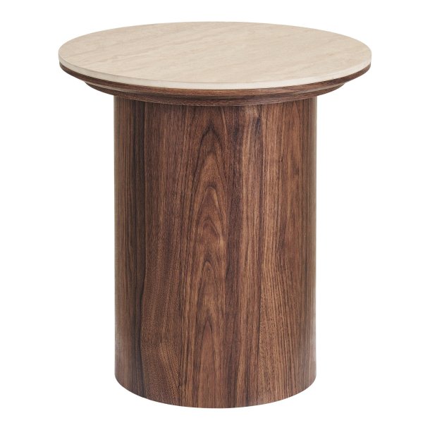 Minamata sidebord �45cm, keramisk bordplate travertin, valn�tt dekor.