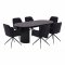 Kyoto Essgruppe Tisch 100x210cm dunkelbraun und 6 Moon St�hle Velours schwarz.