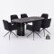 Kyoto Essgruppe Tisch 100x210cm dunkelbraun und 6 Moon St�hle Velours schwarz.