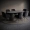 Kyoto Essgruppe Tisch 100x210cm dunkelbraun und 6 Moon St�hle Velours schwarz.