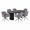 Kyoto Essgruppe Tisch 100x210cm dunkelbraun und 6 Moon St�hle Velours grau.