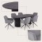 Kyoto Essgruppe Tisch 100x210cm dunkelbraun und 6 Moon St�hle Velours grau.