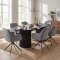 Kyoto Essgruppe Tisch 100x210cm dunkelbraun und 6 Moon St�hle Velours grau.