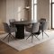 Kyoto Essgruppe Tisch 100x210cm dunkelbraun und 6 Moon St�hle Velours grau.