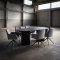 Kyoto Essgruppe Tisch 100x210cm dunkelbraun und 6 Moon St�hle Velours grau.