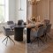 Kyoto Essgruppe Tisch 100x210cm dunkelbraun und 6 Moon St�hle Velours grau.